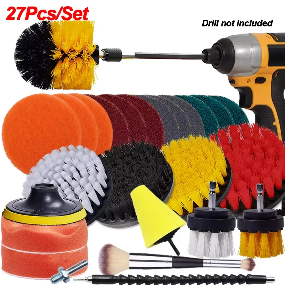 

NEW2023 Brushes Car Detailing Brush For Auto Wheel Rim Cleaning Sponge Polish Pad Car Washing Tools For Bathroom Bathtub Kitchen