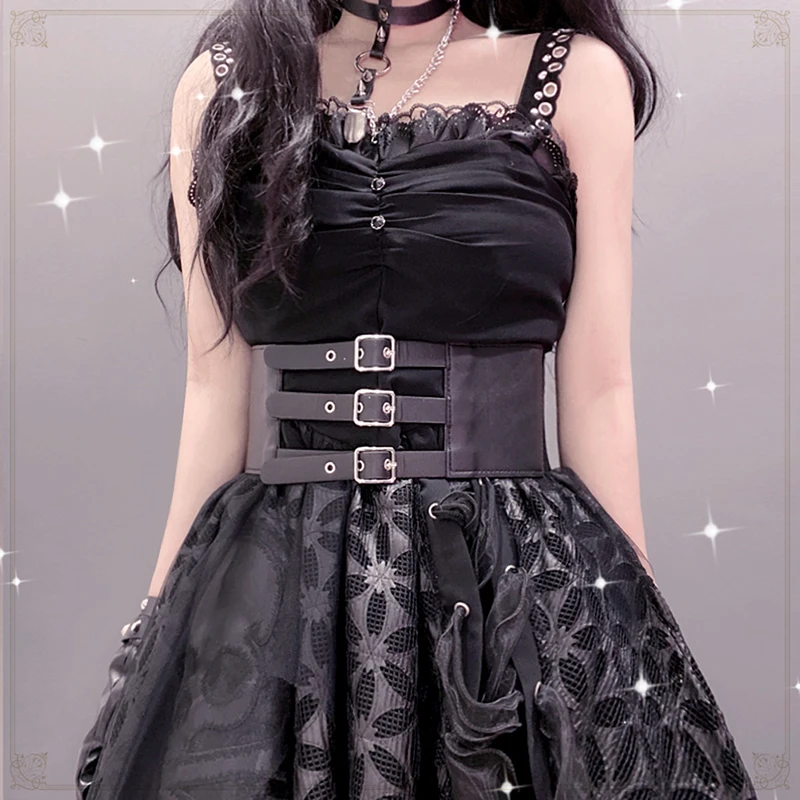 

Harajuku Lolita Corset for Women Punk Fashion Gothic Retro Outerwear Waist Seal Versatile Stretch Elasticated Wide Waistband