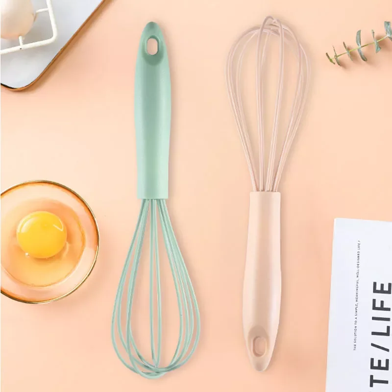 

2022New 1Pcs PP Handle Manual Non-slip Egg Beater Multipurpose Kitchen Utensil S/L Sizes Pink/Green Whisk Egg Tools