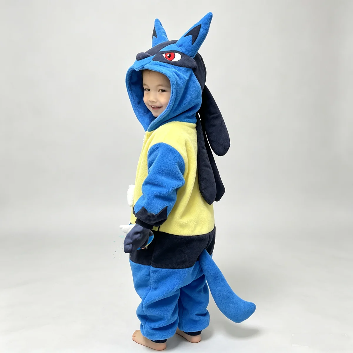 Фото Детские комбинезоны Lucario Kigurumi, детские цельные пижамы, костюм для косплея с героями мультфильмов, одежда для сна на Рождество и Хэллоуин, домашняя одежда в стиле аниме №2