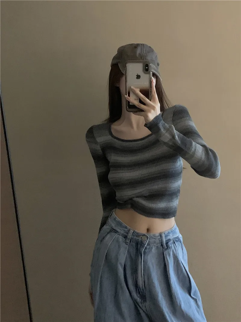 GAODINGLAN весенне-осенние Розовые Трикотажные футболки с длинным рукавом Женская