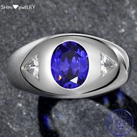 shipei 100 925 sterling silver oval cut 3 ct tanzanite gemstone personality punk ring for women party fine jewelry wholesale