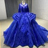 Elegant Party Dresses Organza Ball Gown O-Neck Evening Dresses Appliques Sequined RSM67298 Cocktail Evening Dress 4