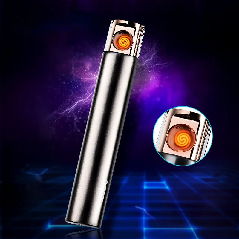 USB Rechargeable Windproof Lighter Metal Creative Personality Electronic Cigarette Lighter Men's and Women's Gift Gadgets