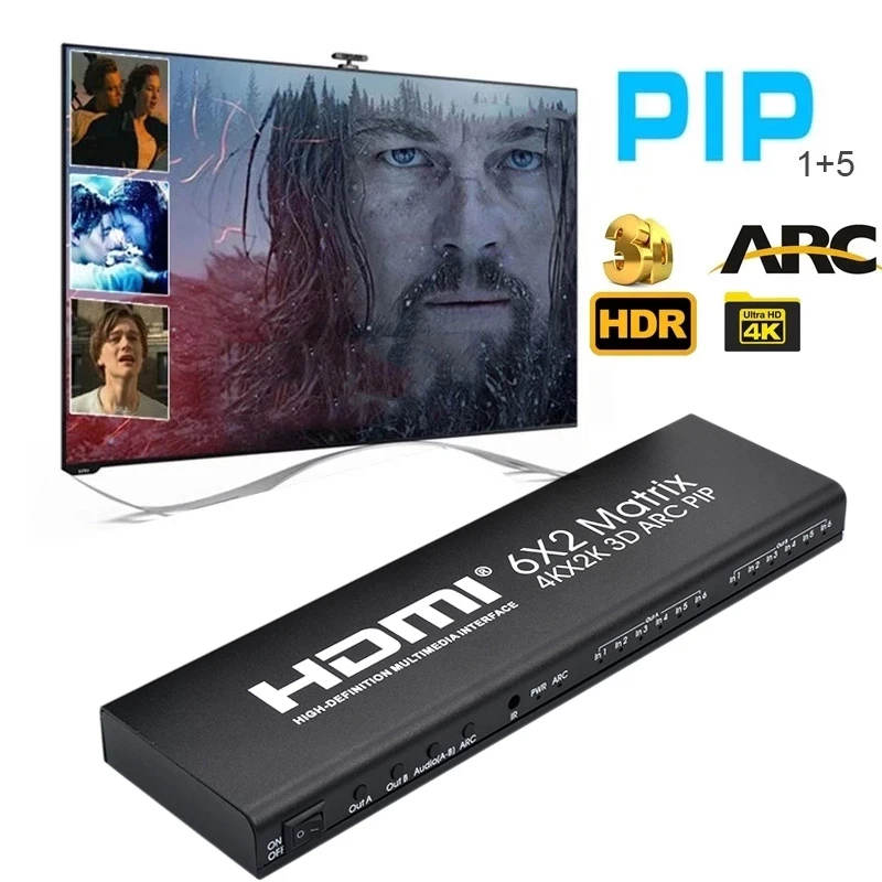 

2323 LSM 4K HDMI матрица 6x2 6-канальный вход 2 выхода 1080p HDMI переключатель сплиттер аудио видео конвертер для ноутбука ПК на ТВ монитор двойной