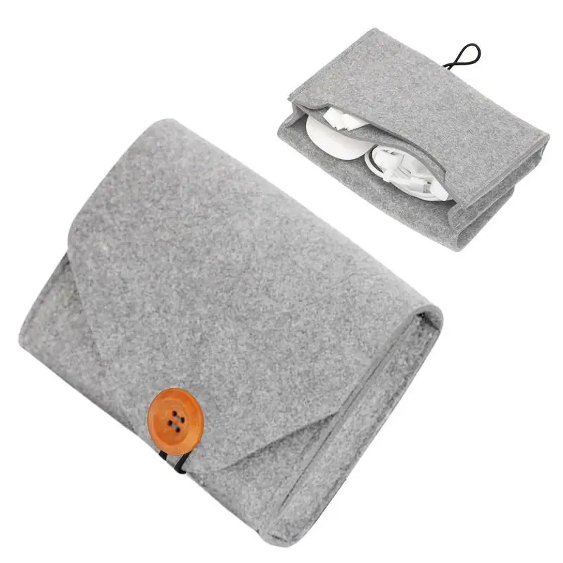 

Felt Storage Case Bag Electronics Accessories Organizer Pouch Lightweight Felt Storage Case With Elastic Cord Easy To Use Small
