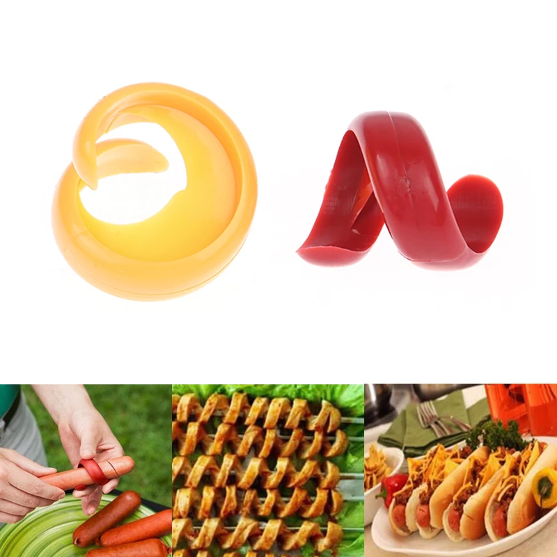

2PC Hot Dog Slicer BBQ Sausage Cutter Barbecue Tools Camping Innovative Kitchen Utensils Gadgets Kitchen Accessories Supplies