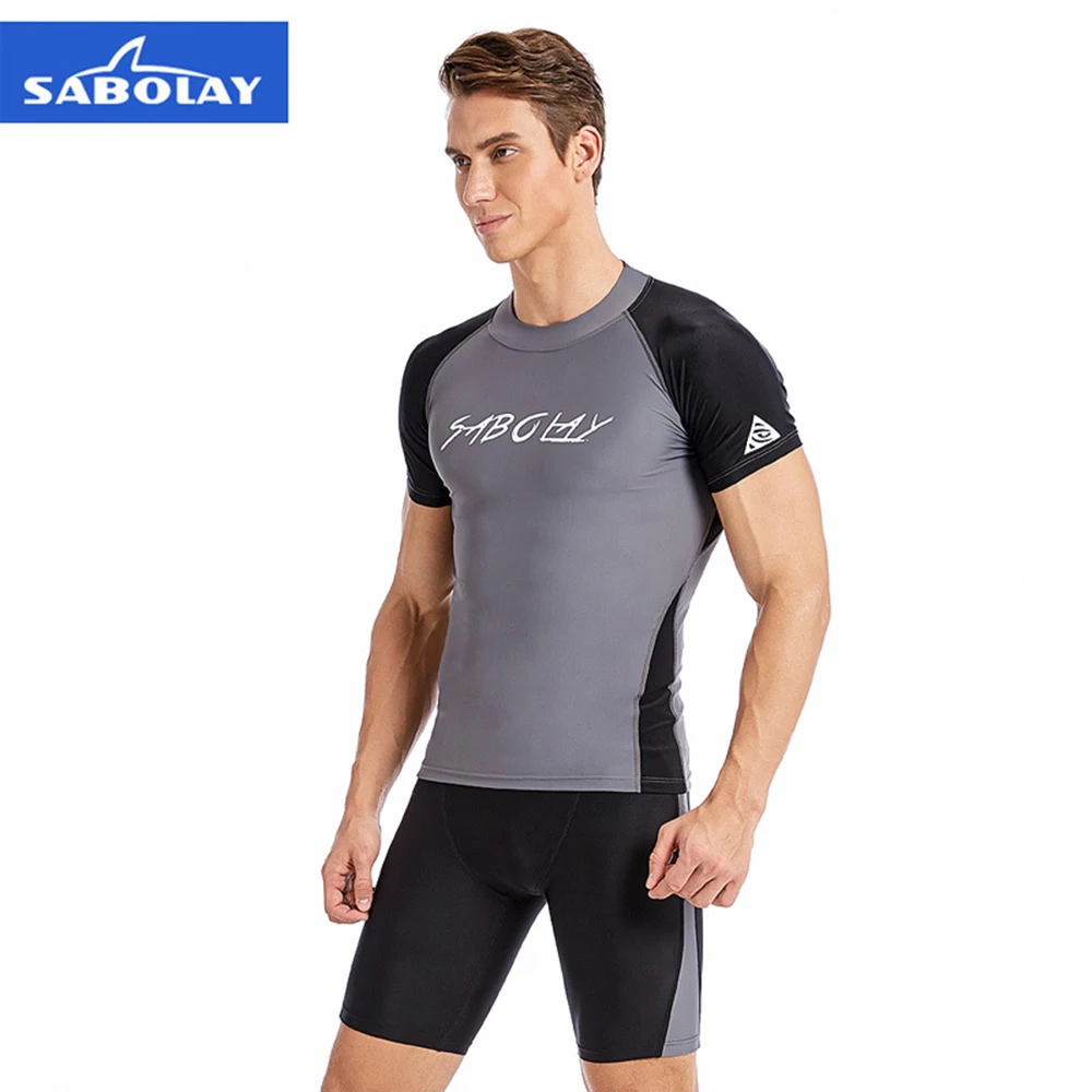 SABOLAY new outdoor sports wetsuit short-sleeved quick-drying split swimsuit water sports surfing suit beach swimming wetsuit
