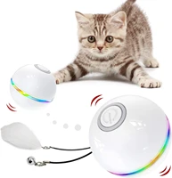 cat ball interactive cat toys for indoor cats kitten toys with bell featherusb rechargeable automatic 360%c2%b0 rotating