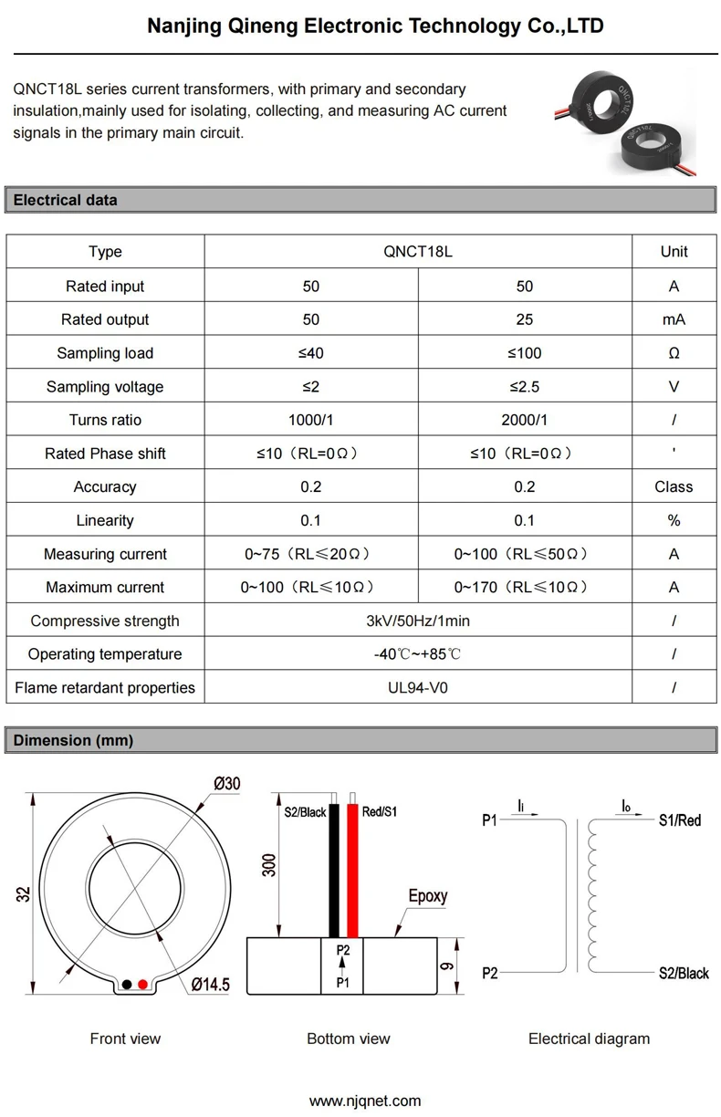 Фото Трансформатор тока CT QNCT16L 10A 10mA 20A 20mA 30A 30mA 50A 50mA 2000:1 10A 5mA 20A 10mA 100A Датчик микропреобразователя тока №4