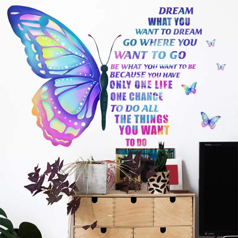 

Colorful Butterfly Wall Stickers Bedroom Living Room Sofa Background Decoration Wallpaper Art Word Decals for Home Stickers