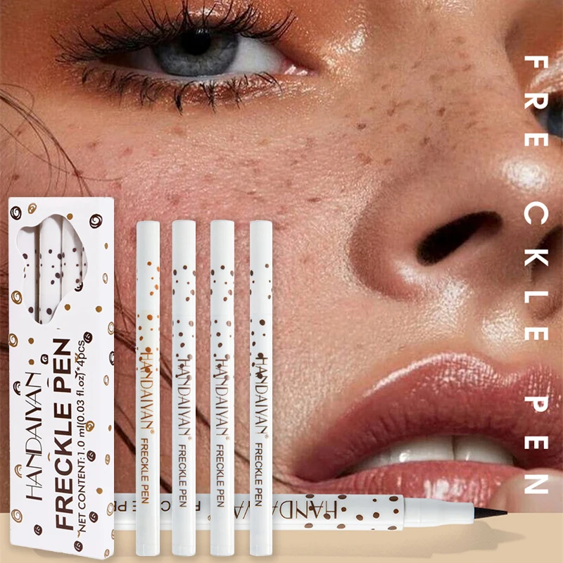 

4PC Natural Freckle Pen Long Lasting Waterproof Dot Spot Pen Create Effortless Sunkissed Makeup Soft Brown Freckle Pen Makeup