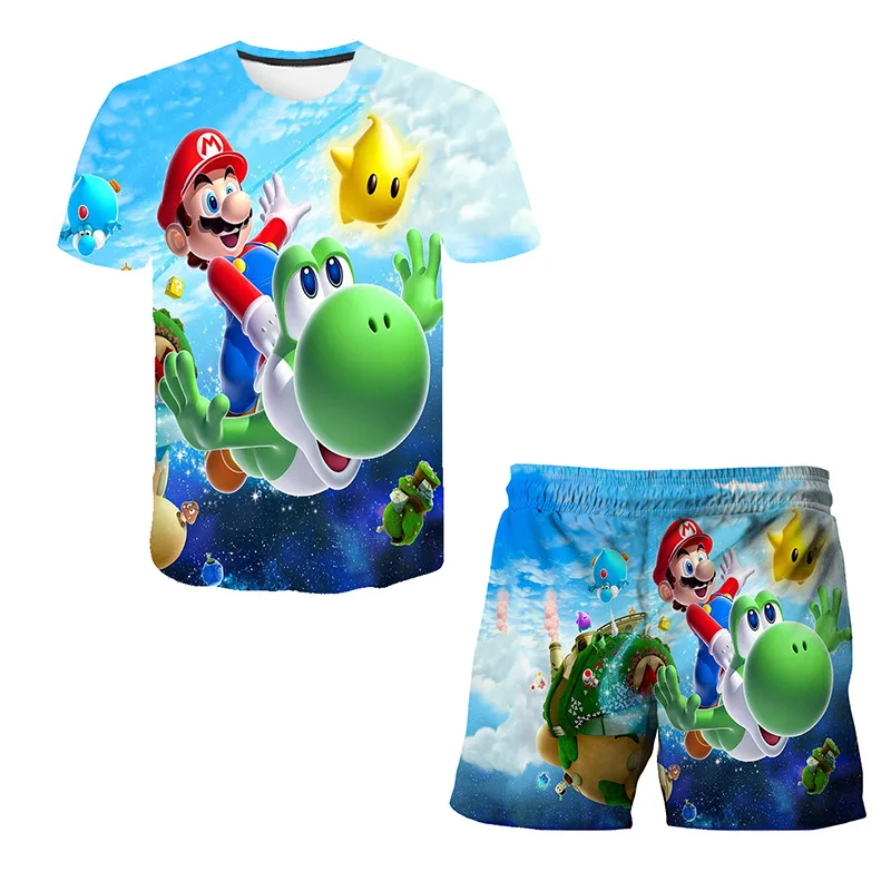 Super Mario Clothes Sets Baby Girls Boys T Shirt Shorts 2 pcs Sets Kids T-shirt Short Pants Suits Children Boy T-shirts Pants