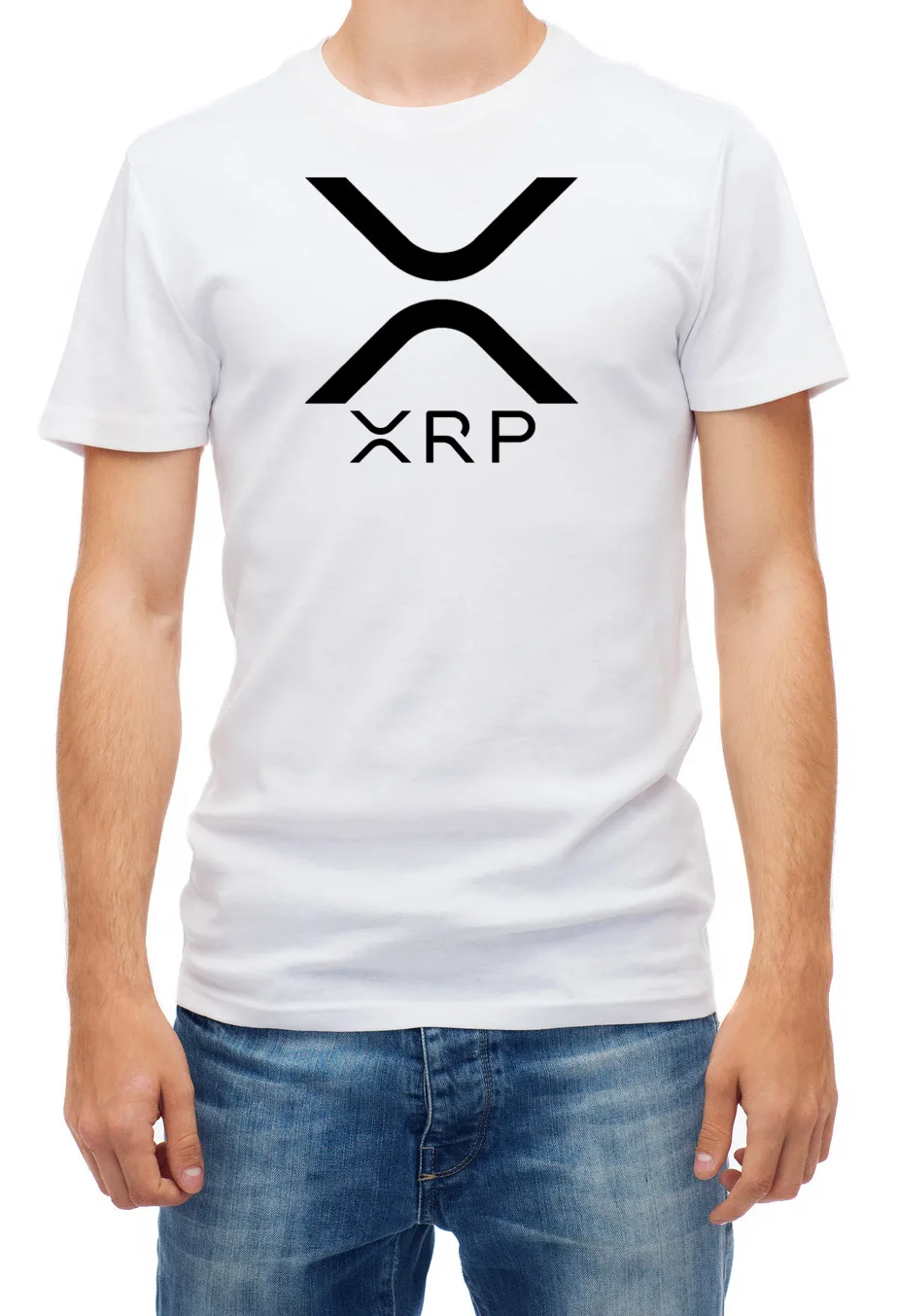 Белая мужская футболка с коротким рукавом Ripple XRP Gold Coin Digital криптомонета C025