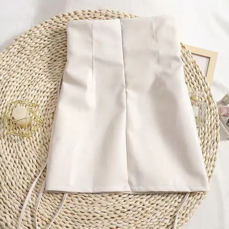 Женская юбка-карандаш из ПУ кожи с завышенной талией |