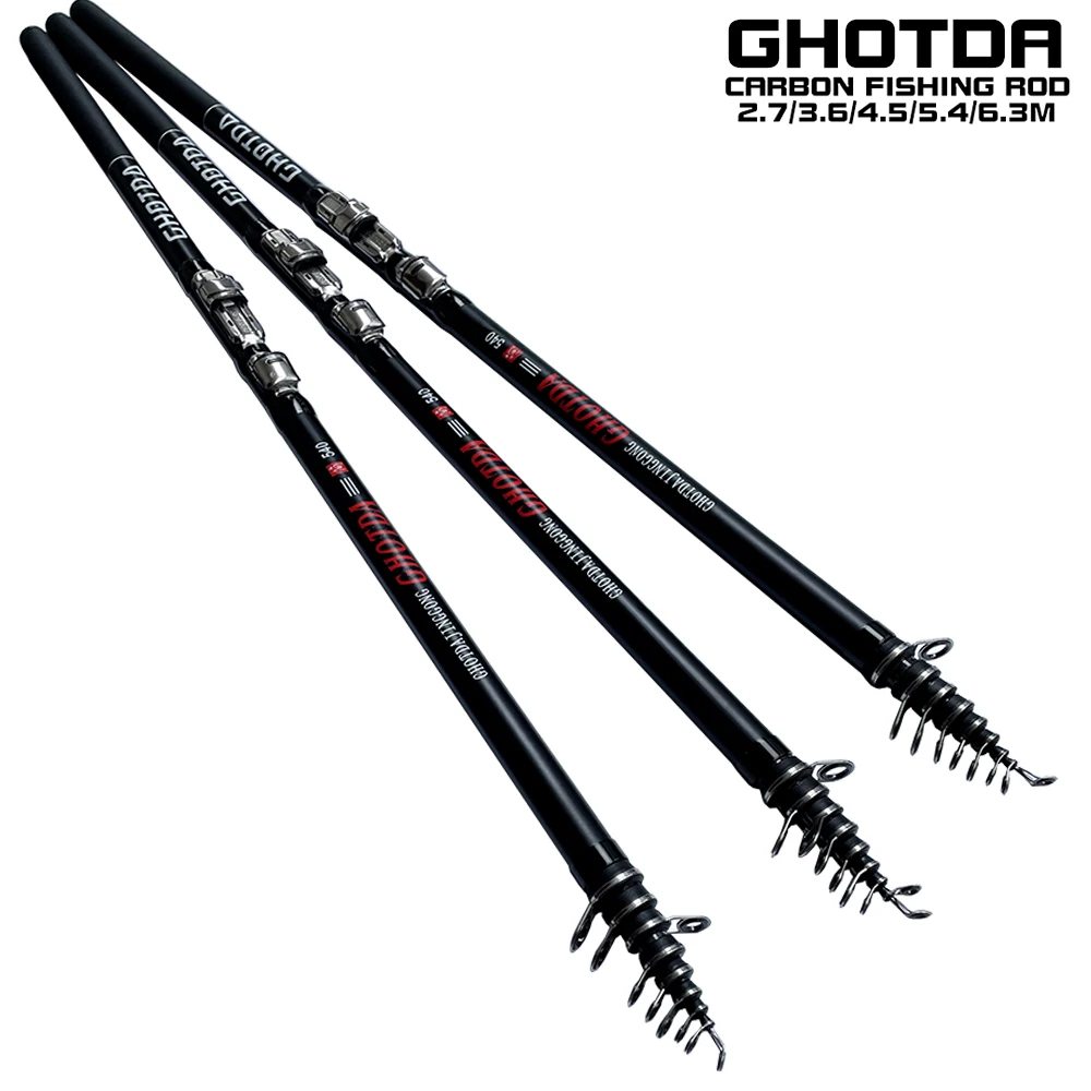 

Telescopic Rock Fishing Rod Spinning Fly Carp Feeder Carbon Fiber Pesca 2.7M 3.6M 4.5M 5.4M 6.3M Travel Rod Reel Seat