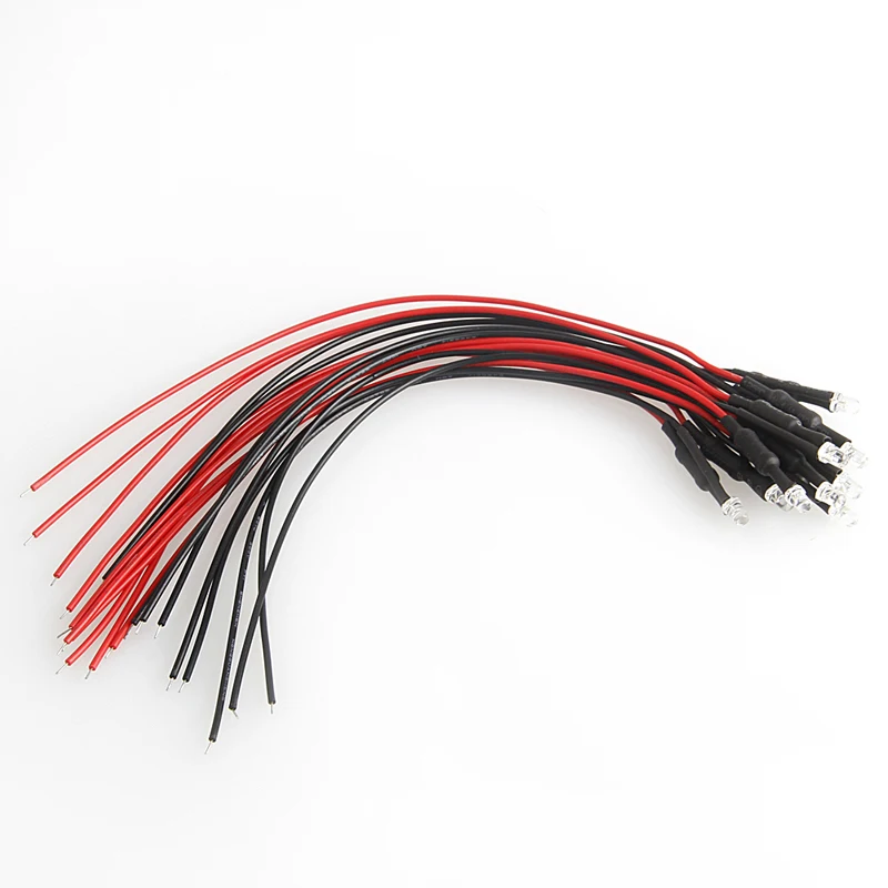 

10Pcs/set DC 24V Pre-wired LED Lamp Light Cable Bulb Emitting Diode 18cm 3mm Car Light Source 5-color