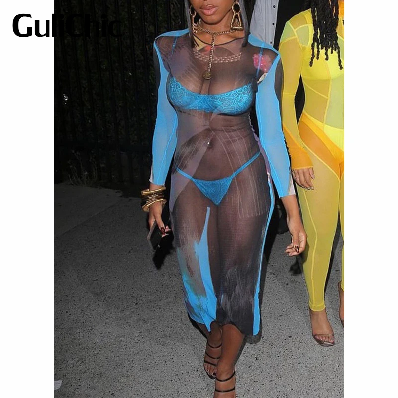 

3,1 г., GuliChic, Сетчатое прозрачное Сексуальное Тонкое длинное платье с длинным рукавом и открытой спиной для женщин