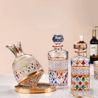 hand painted gold decanter wine glass embossed carving wine dispenser crystal glass wine bottle painted wine jug wine separator