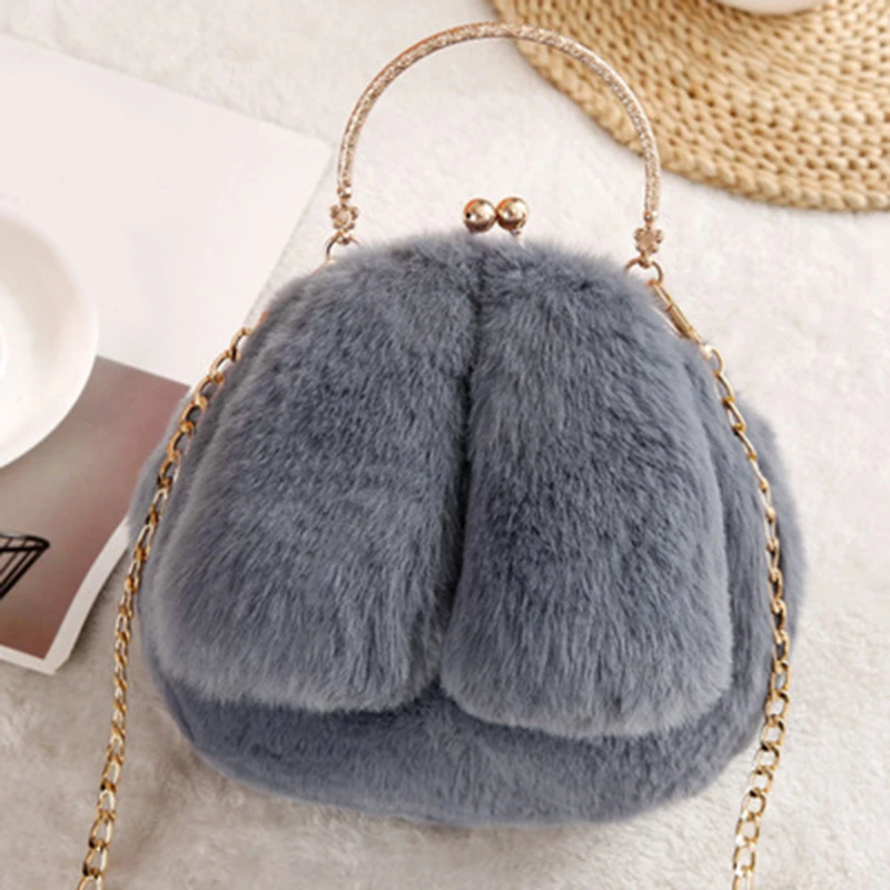 

Женская плюшевая мини сумка на плечо, женские сумки-мессенджеры, кошельки, мягкие сумки через плечо с милыми кроличьими ушками для женщин, Sac...