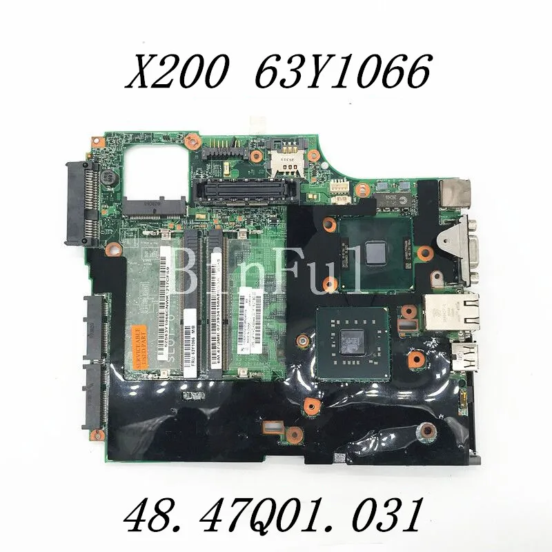 63Y1066 Free Shipping High Quality Mainboard For X200 Laptop Motherboard 48.47Q01.031 07226-3 With P8600U CPU 100%Full Tested OK