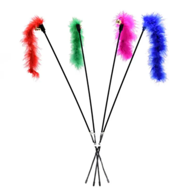 Игрушка-тизер для кошек однотонные короткие волосы индейки палочка с общей