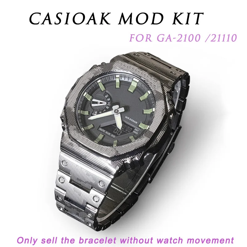 Камуфляжный браслет из нержавеющей стали Ga2100 Mod Kit Gen 1 Snap Joint серебристые металлические часы Чехол для Casio GA-2100 Refit аксессуары