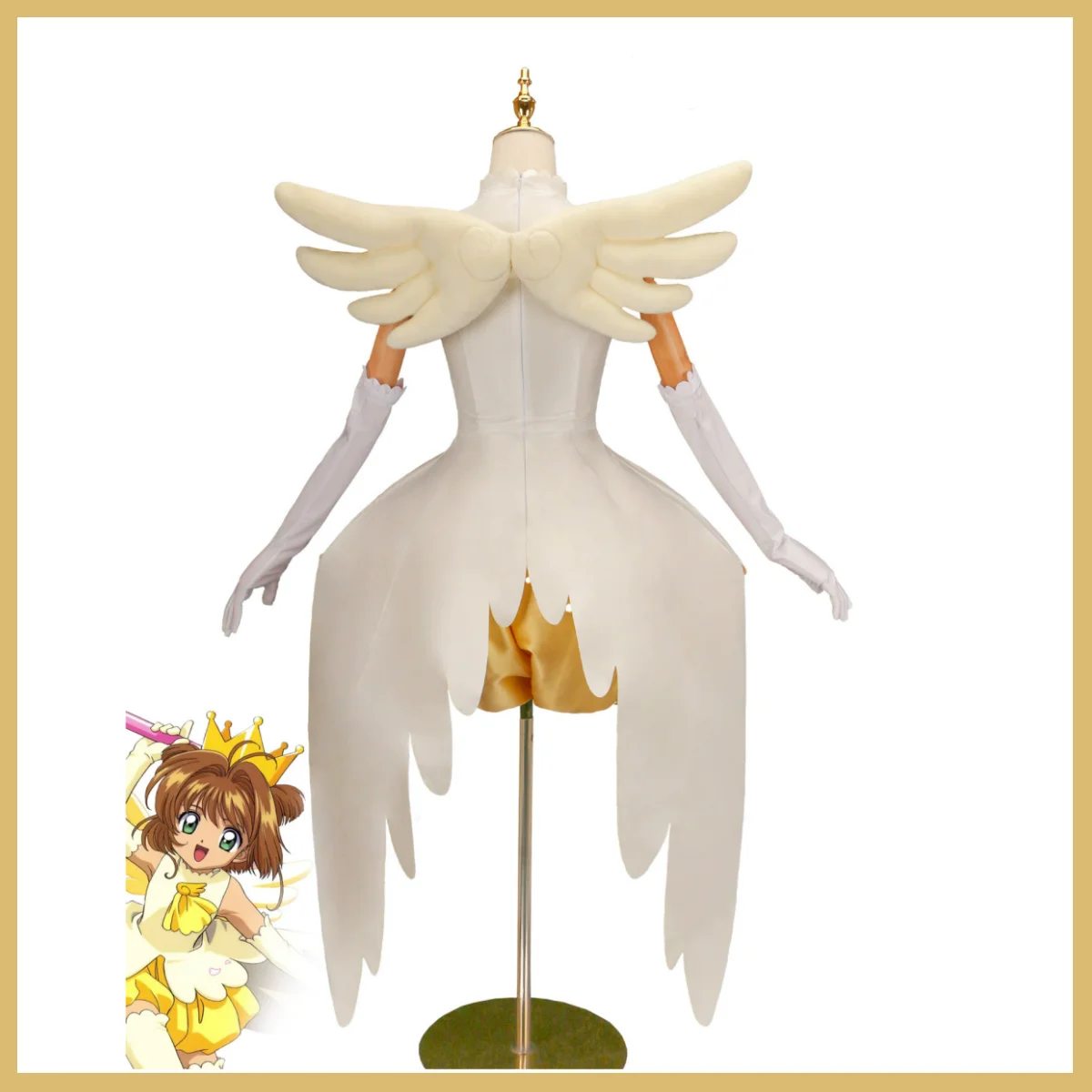 Фото Аниме Cardcaptor Sakura Kinomoto Sakura Косплей Костюм Желтая Юбка Лолиты Боевая Униформа Крыло Парик Женщина Kawaii Костюм на Хэллоуин №4