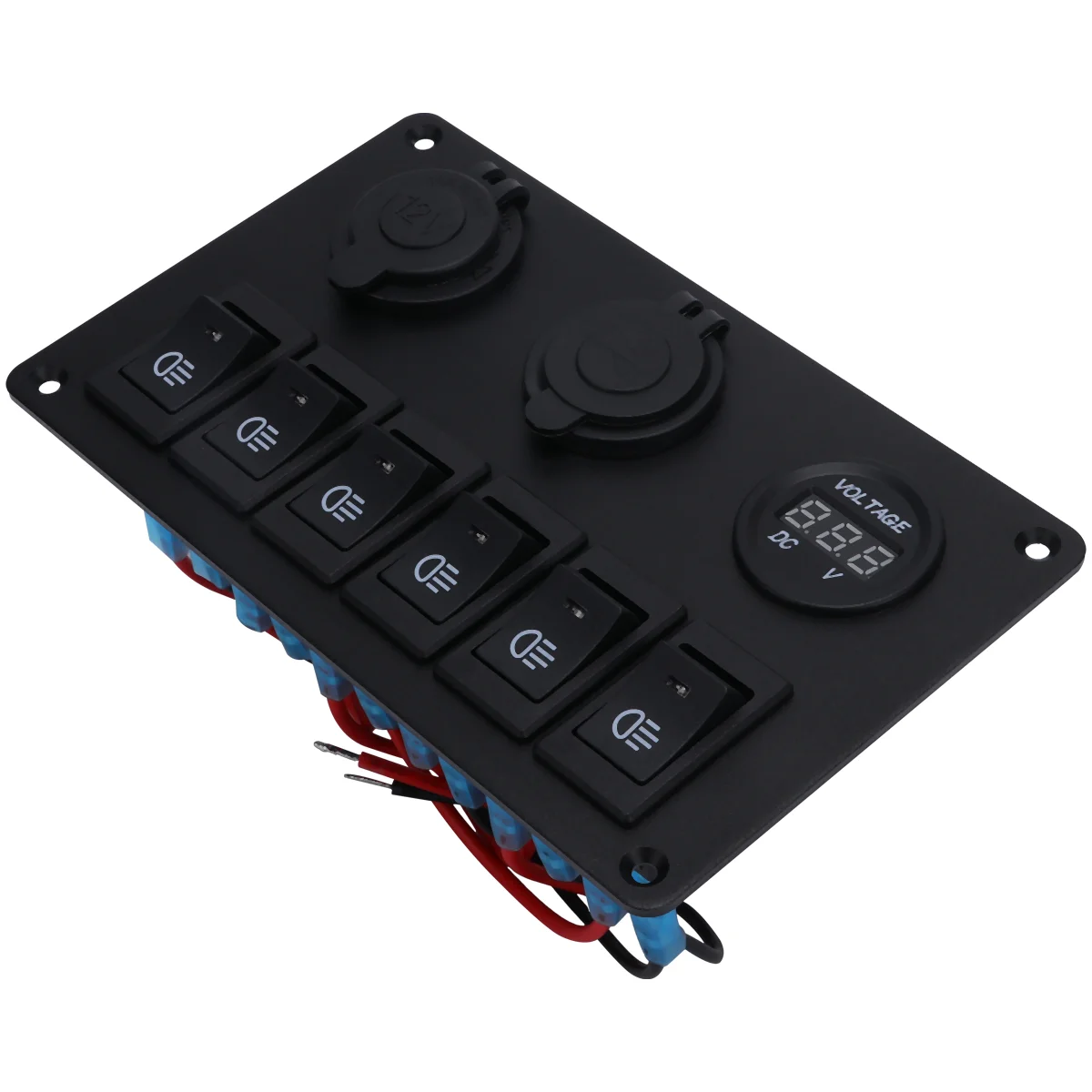 

6 Way Switch Panel Rocker Switch 5 Gang Automotive Switches Rocker USB 6 Way Switch Panel for Car Vehicle ( Black )