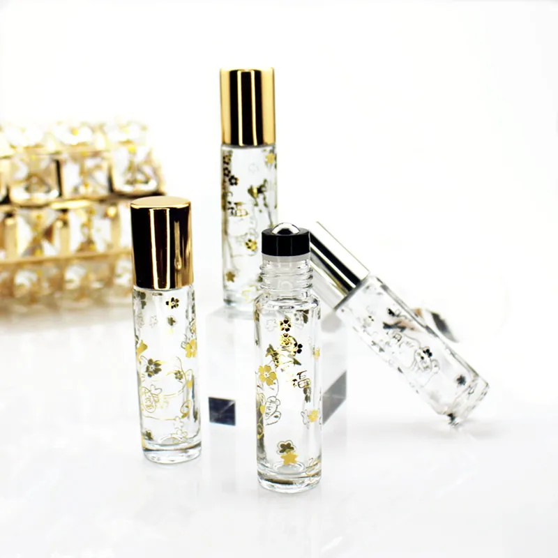 1PC  Empty 10ML Perfume Roll On Bottle Thick Glass Essential Oil Vials with Stainless Steel Roller Ball images - 6