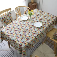 modern rectangular tablecloth cartoon cotton linen dining table cloth washable tea table fabric childrens day home decoration