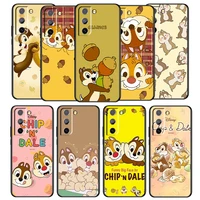 disney chip n dale phone case for samsung galaxy s22 s21 s20 ultra plus pro fe s10 s9 s8 4g 5g black soft tpu cover coque capa