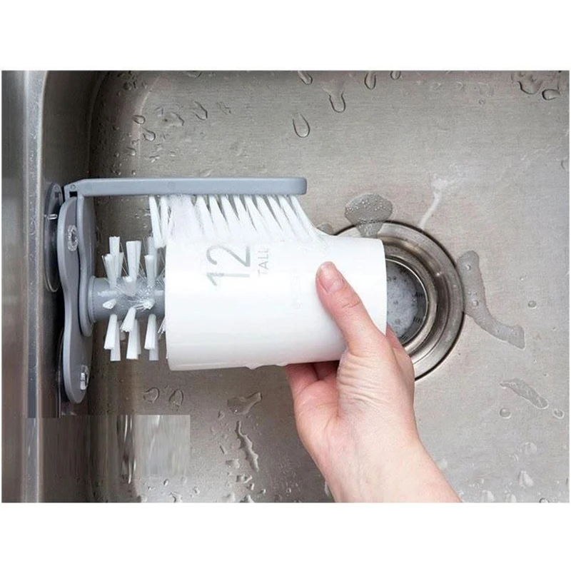 

2 in 1 Cleaning Brush Cup Scrubber Suction Wall Lazy Bottles Brush Glass Cleaner Thermos Washing Brush Kitchen Clean