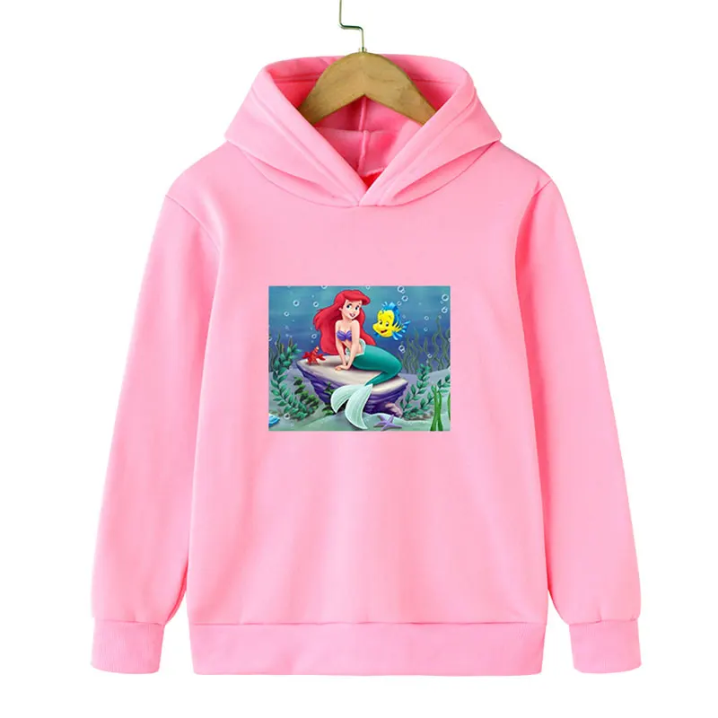 

Kids Mermaid Hoodies Spring Autumn Fashion Children Long Sleeve Sweatshirts Girls Cartoon Casual Ariel Princess Hooded Top 3-16Y