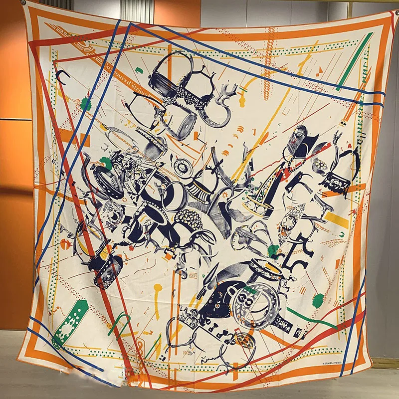 

Scarf Luxury Designer HERM** 140CM Double-sided Printed Cashmere Scarf Winter Wraps Fashion Ladies Shawl Pashmina Women Stole