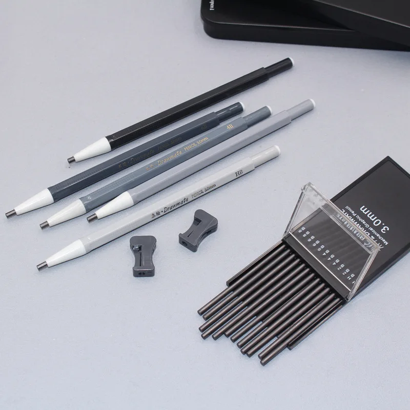 Najtaniej 5 Sztuk/pudło HB Ołówek Automatyczny Zestaw Do Szkicowania Komiks Węgiel 3.0mm Zestaw Ołówków Student Dostaw Sztuki Nadaje Się Dla Początkujących