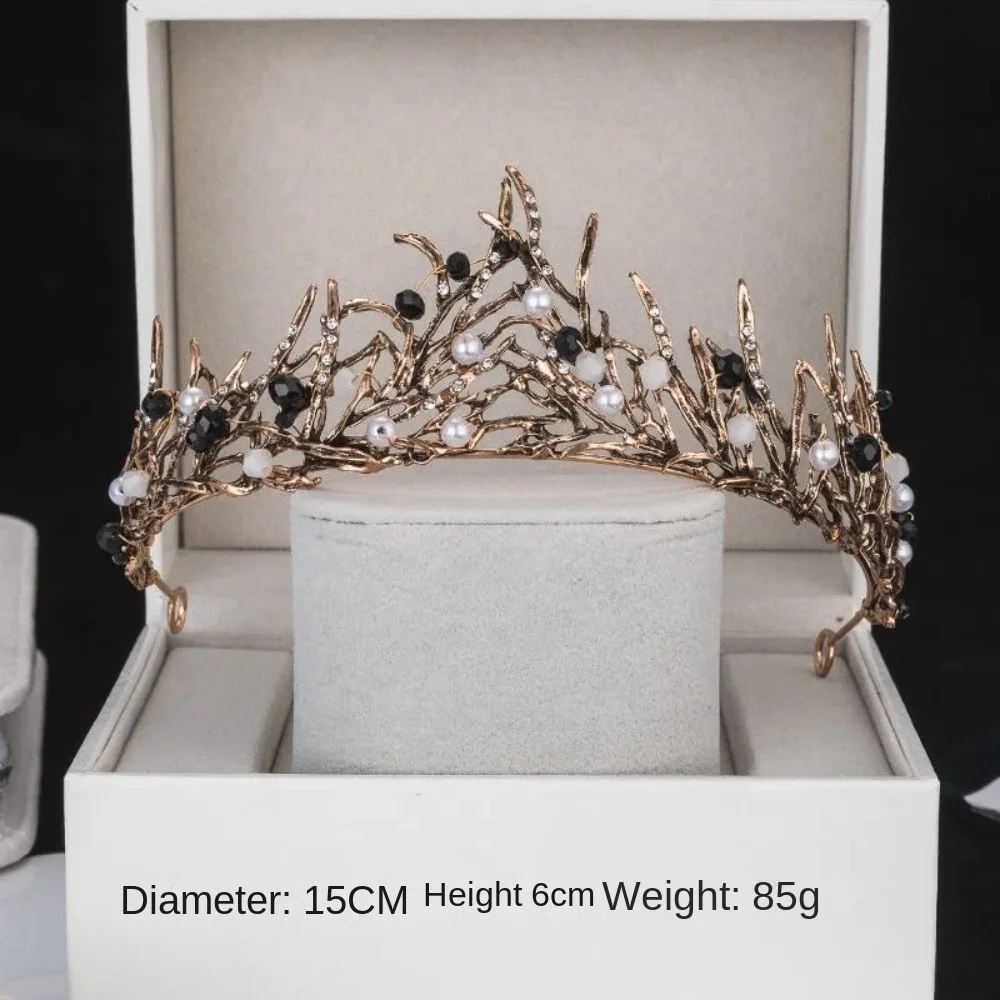 Модная ретро-корона для волос выпускного вечера Хрустальная черная свадебная
