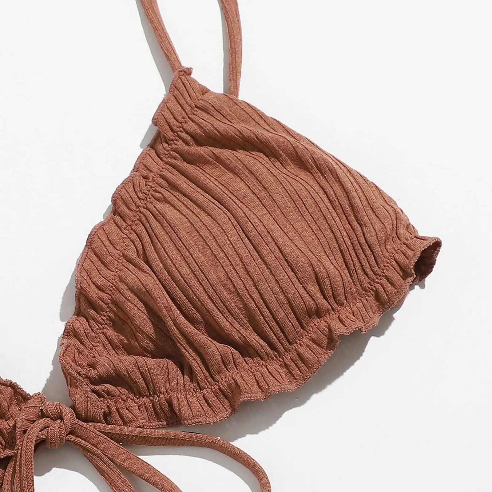 Модный женский летний комплект бикини однотонный бандажный эластичный