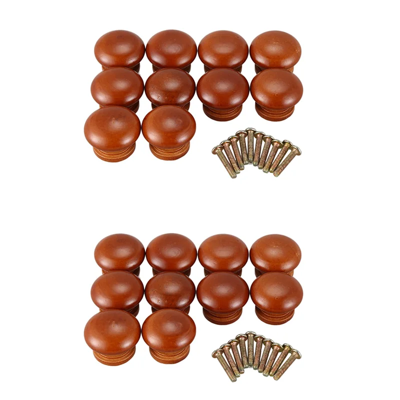

20Pcs/Lot Wood Knobs Wooden Cabinet Drawer Handles Wardrobe Door Pull Handle with Screws
