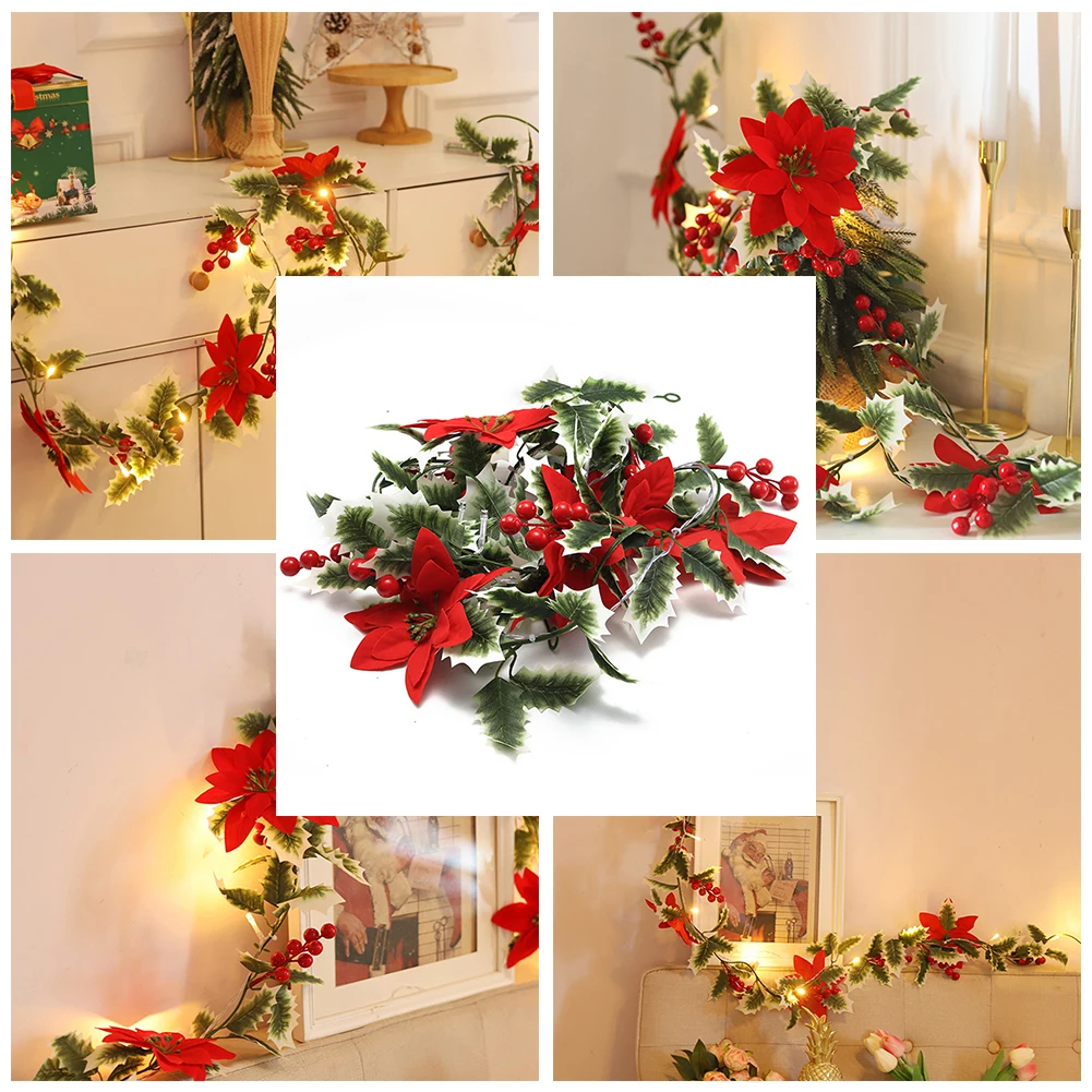 

Christmas Flower Rattan LED String Lights Fairy Light 3 Meters 20Led Light Battery Powered New Year Christmas Decor Noel Navidad