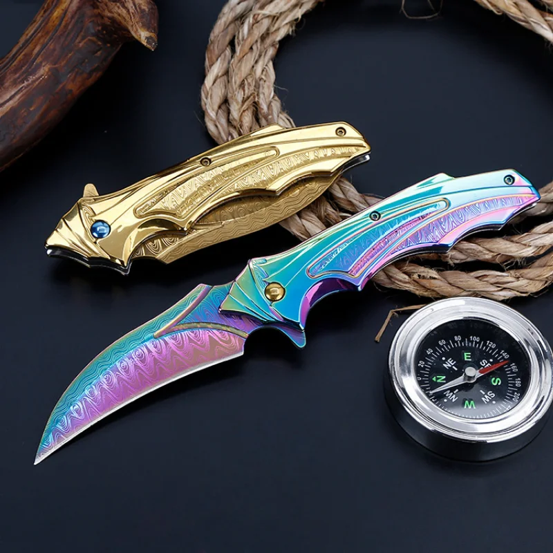 

3CR13MOV Stainless Steel Pocket Folding Blade Sharp Camping Meat Eating Knife Self Defense Survival Multifunctional Fishing Tool