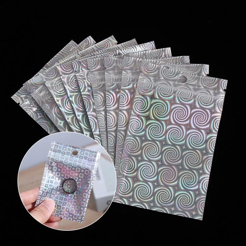 

10Pcs Zip Bags Aluminum Foil Hologram Food Mylar Pouch Small Water Proof Zipper Reclosable Pouches Plastic Self Seal Bag