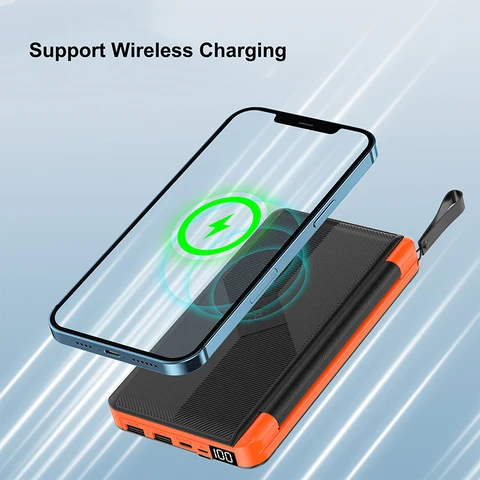 Складной аккумулятор на солнечной батарее емкостью 20000 мАч с 3 солнечной панелью, портативное уличное беспроводное зарядное устройство Qi Powerbank для телефона, путешествий, кемпинга