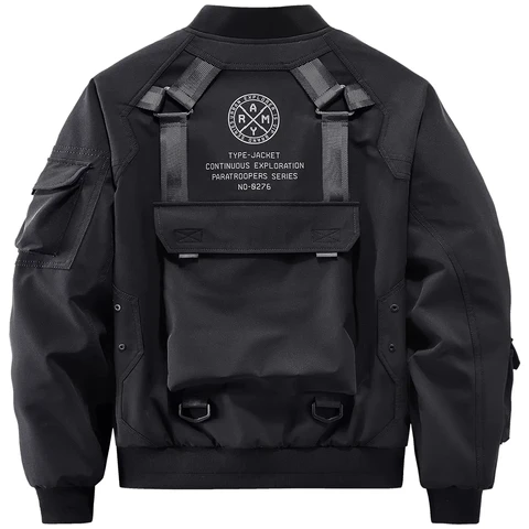Куртка-бомбер мужская тактическая, многофункциональная, ветровка с карманами, уличная одежда в стиле хип-хоп, 2022