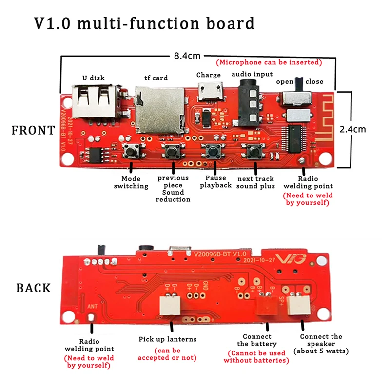 【MOPA】многофункциональная аудиоплата Bluetooth модуль плата усилителя DIY