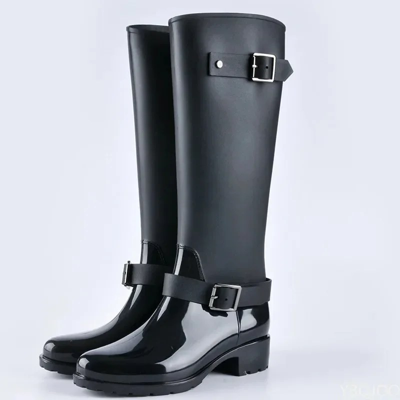 

Женские высокие сапоги на молнии в стиле панк, однотонные резиновые сапоги для дождя, Уличная обувь для женщин, размеры 36-41