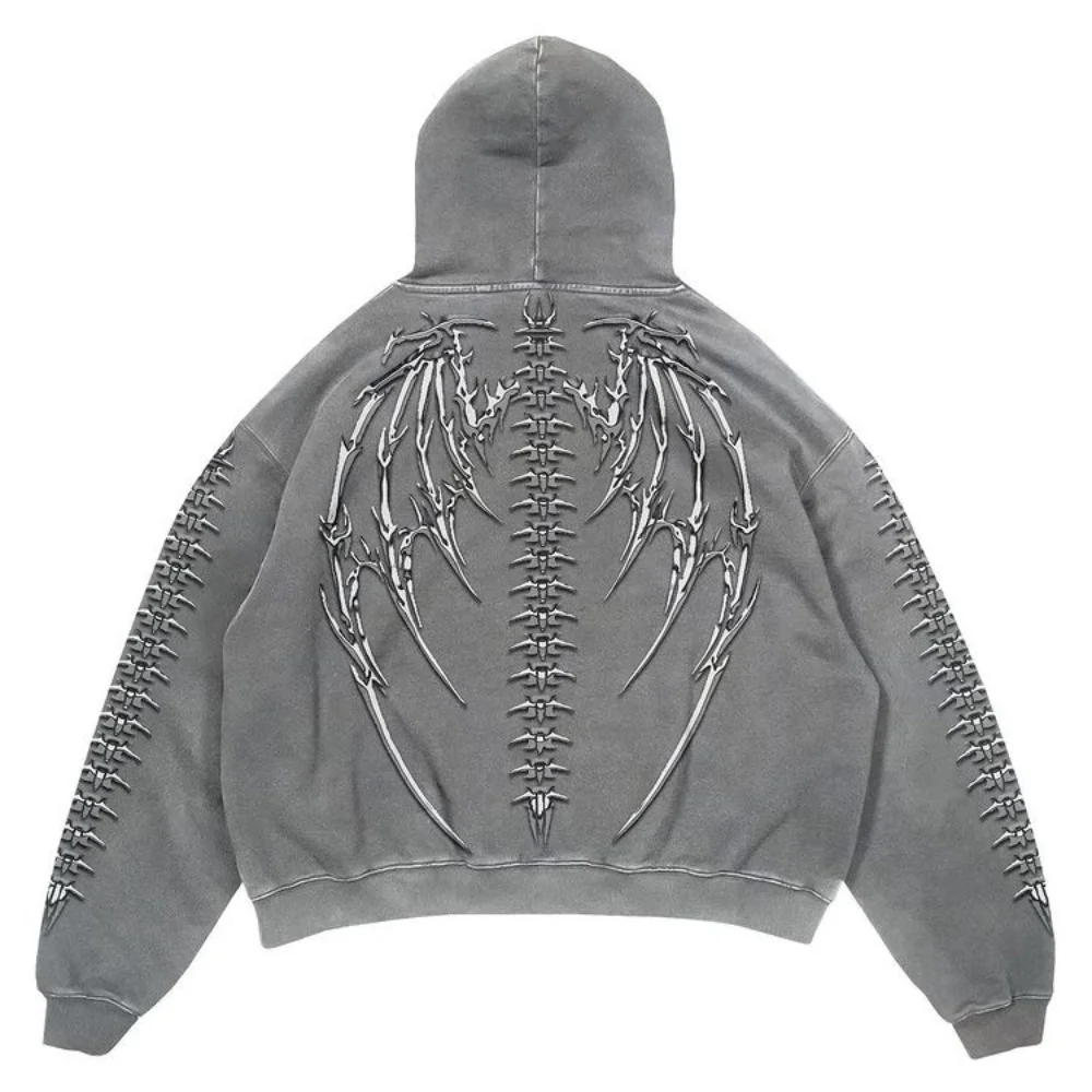 

Streetwear Y2K Hoodie Sweatshirt Men Hip Hop Print Oversized Jacket 2023 New Harajuku Fashion Punk Rock Gothic Tops Clothing