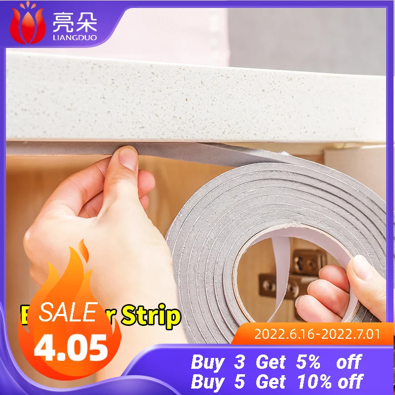 

5M Soft Self-adhesive Window Door Sealing Strip Desk Table Edge Guard Tape Cabinet Bumper Edge Angle Home Anti-collision Strips