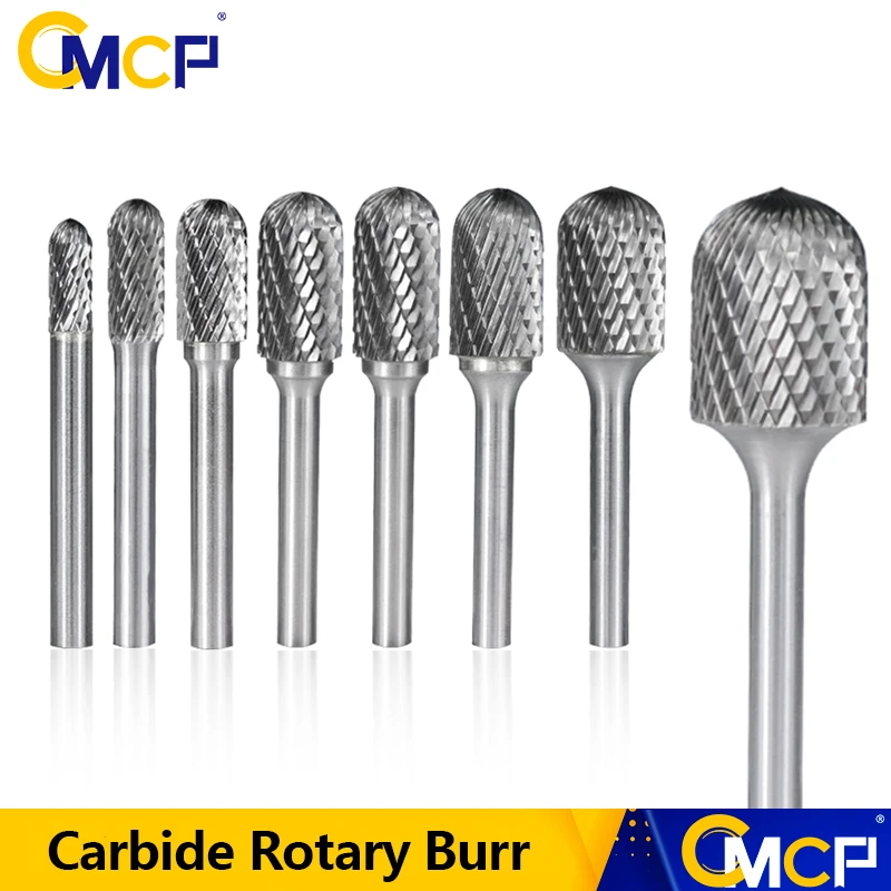 

CMCP Tungsten Carbide Burr Type C Double Cut Rotary Files for Metal Milling Carving Bit Cutter 6mm Shank Rotary Burrs