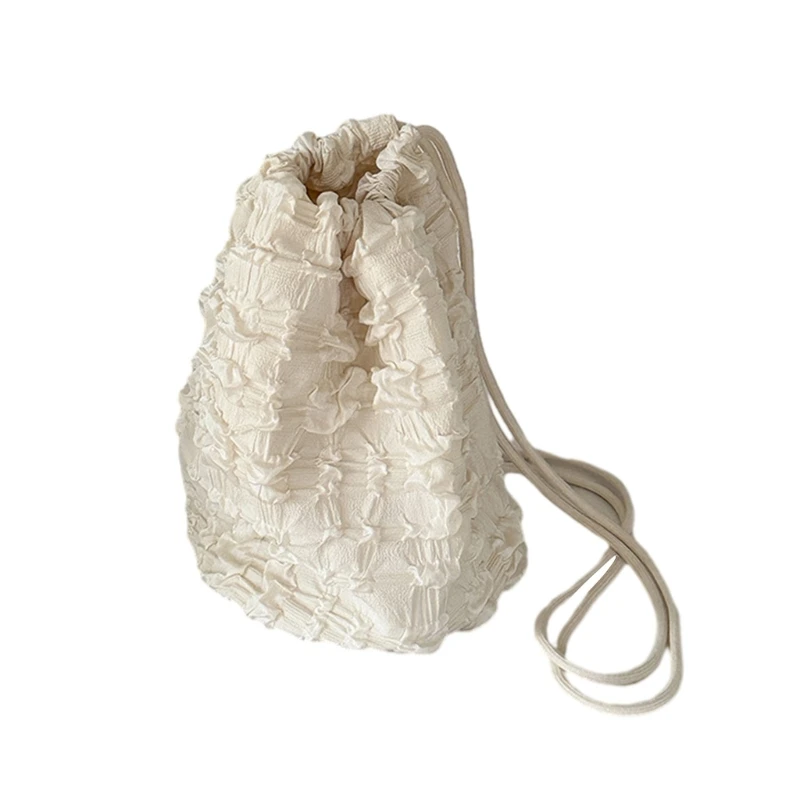 

Fashion Small Shoulder Bags Drawstring Backpack Small Coin Purse Casual Nylon Crossbody Bag Pleated Cloud Handbags 517D